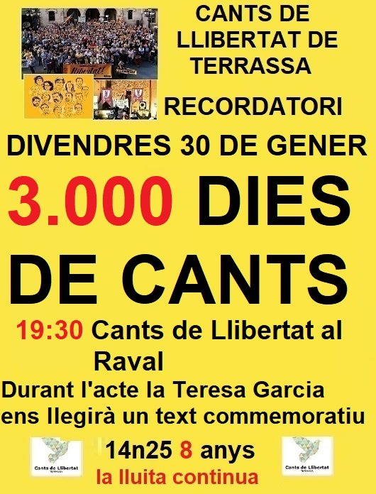 3000 dies dels Cants de Llibertat de Terrassa
